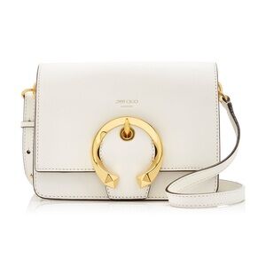 Jimmy Choo White Leather Crossbody with Gold Ring Detail